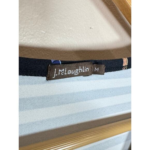 J. McLaughlin Catalina Cloth Striped Belt Print 3/4 Sleeve Top Equestrian - Picture 3 of 8